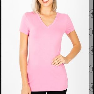 Zenana Outfitters Pink Short Sleeve Tee